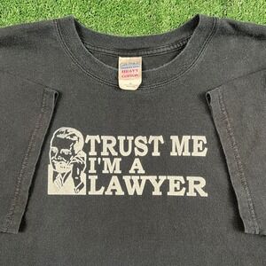 Vintage Trust Me I'm A Lawyer Funny Quote T-Shirt Men's XL Faded Black 90s